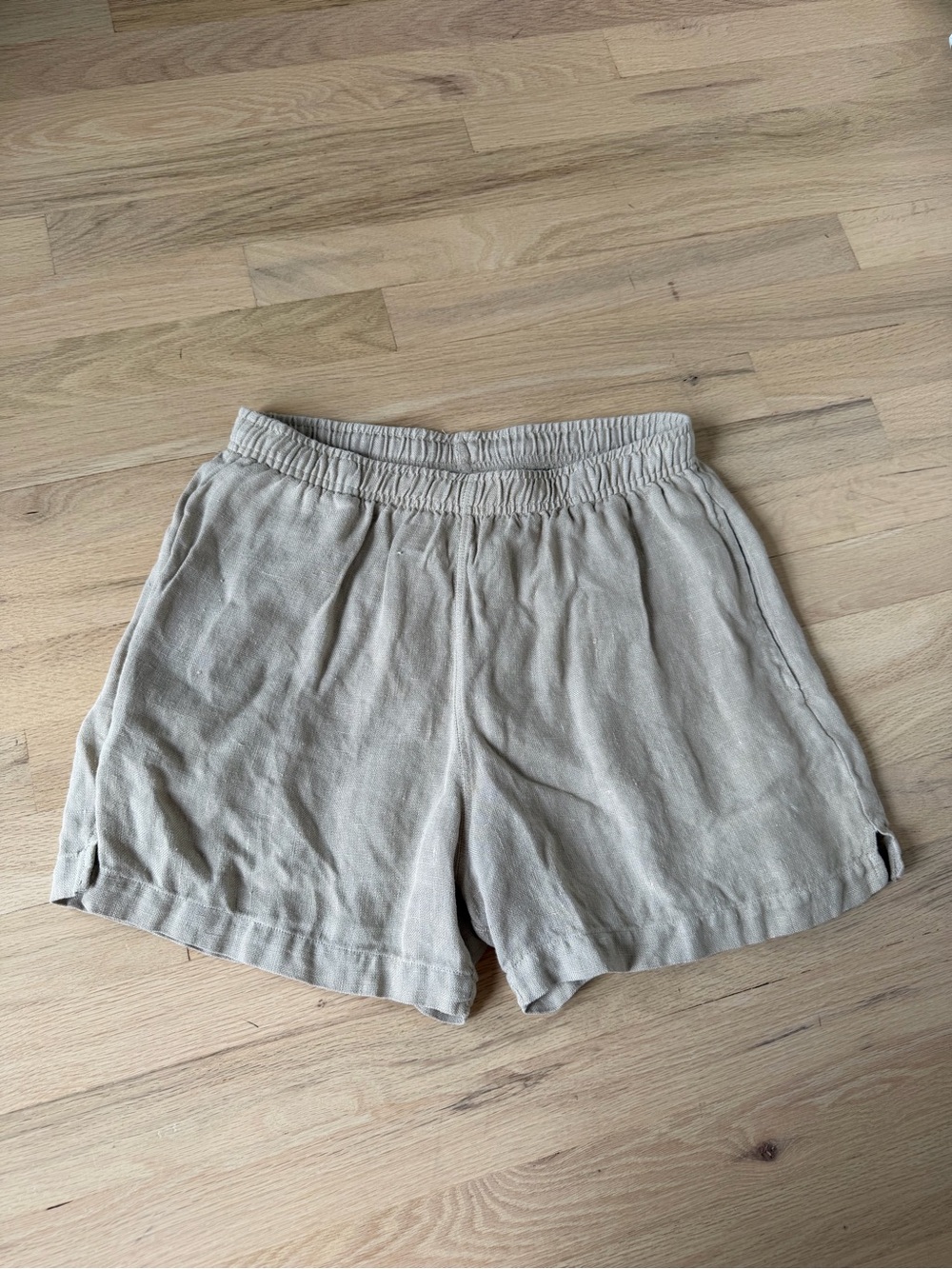Jungmaven Beige Linen-Blend Elastic Waist Shorts